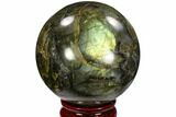 Flashy, Polished Labradorite Sphere - Great Color Play #103676-1